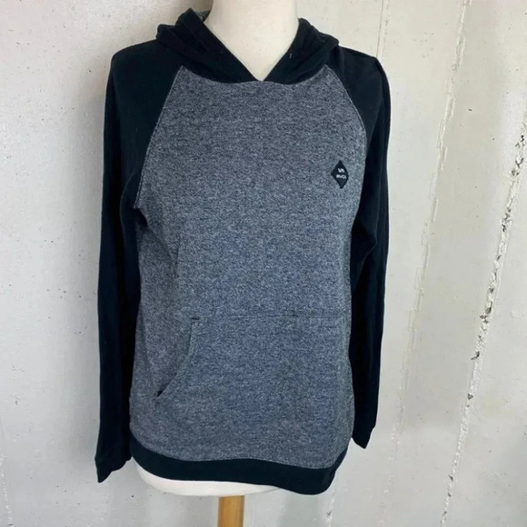 RVCA S black & gray color block pullover hoodie‎ - Picture 1 of 6